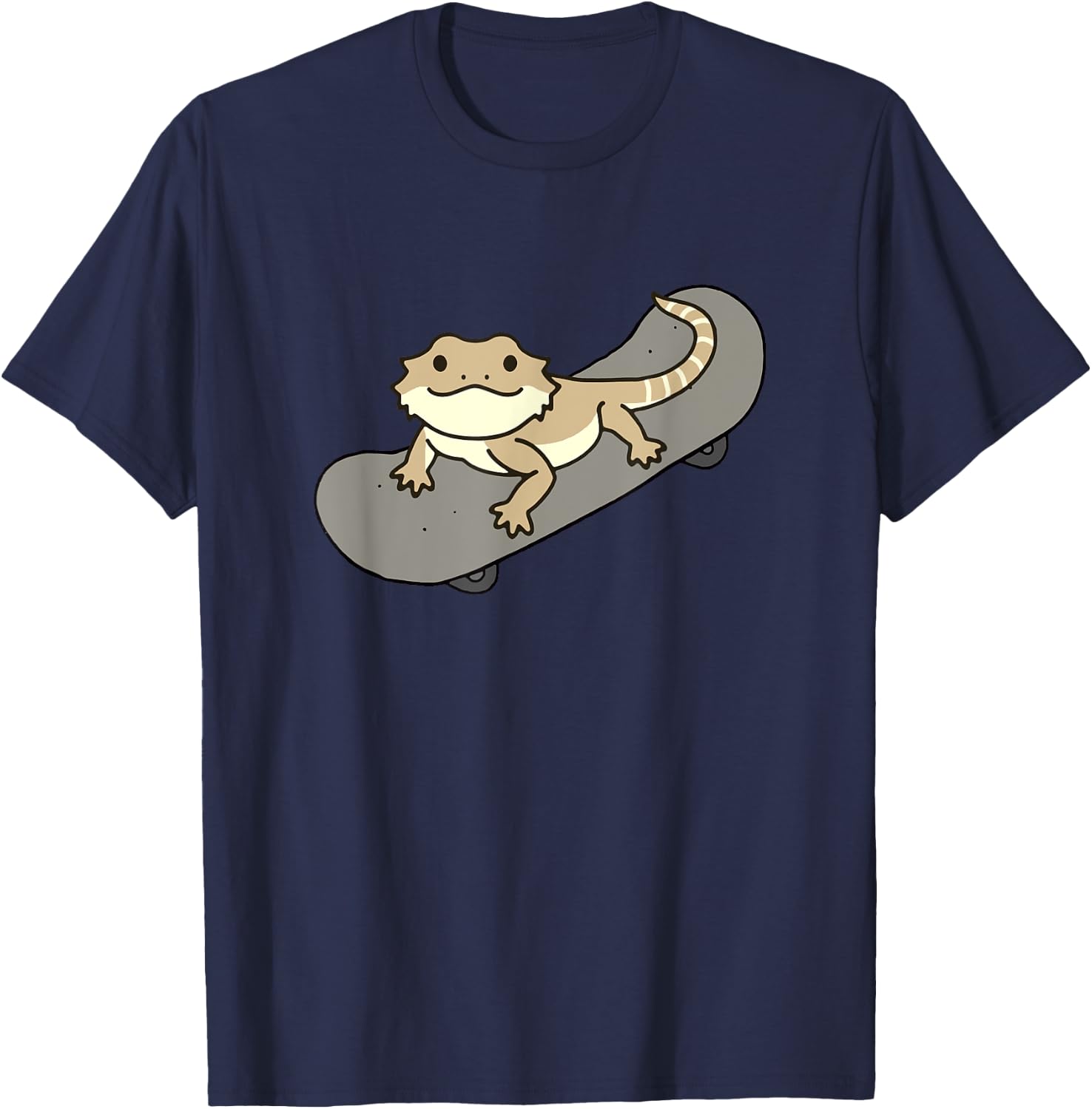 Funny Bearded Dragon On Skateboard Cute Pet Lizard Lover T-Shirt - T-Shirt | Navy