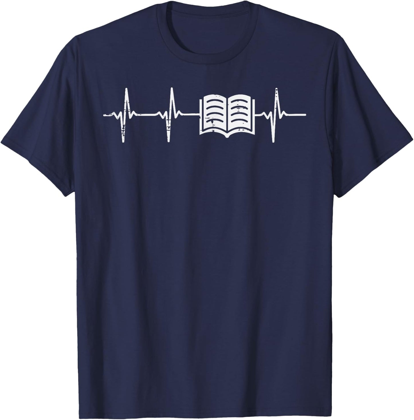 Heartbeat Book Reading Bookworm Librarian Teacher Men Women T-Shirt - T-Shirt | Navy