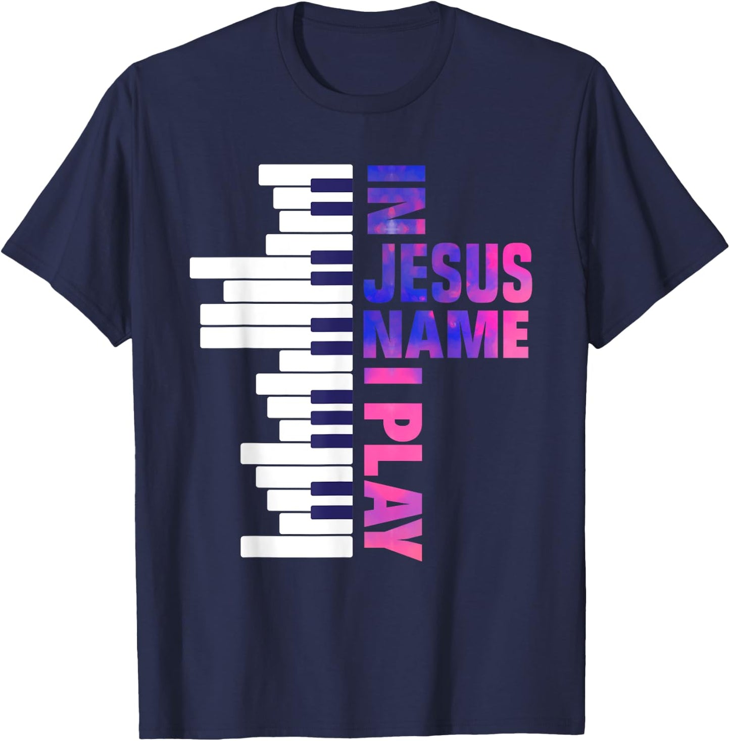 Christian Jesus Piano Player Pianist Keyboard Player Piano T-Shirt - T-Shirt | Navy
