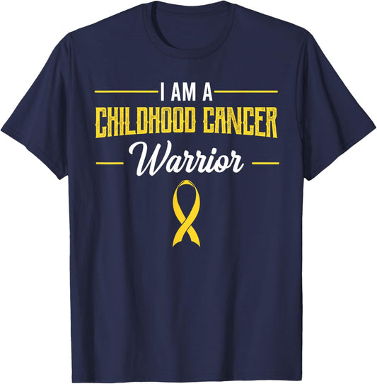 Childhood Cancer Warrior Pediatricians Awareness Ribbon Gift T-Shirt - T-Shirt | Navy