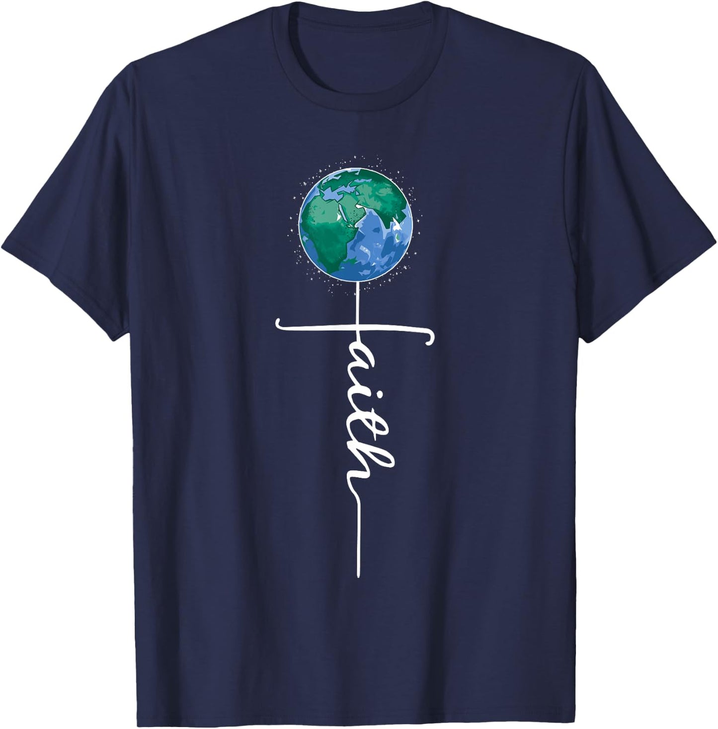 Faith Earth Day Cross Religious Christian Environmentalist T-Shirt - T-Shirt | Navy