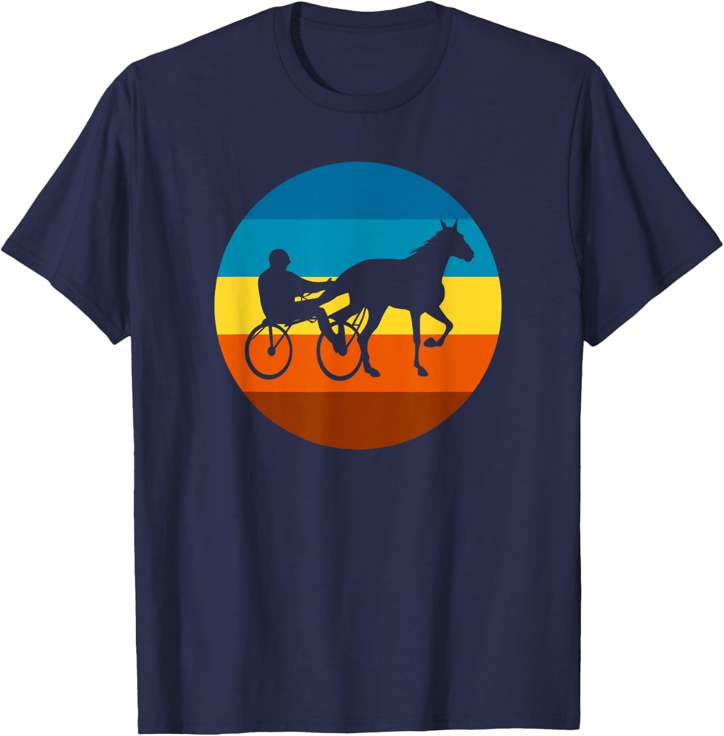 Harness Racing Retro Sunset Horse Race - Harness Racers T-Shirt - T-Shirt | Navy