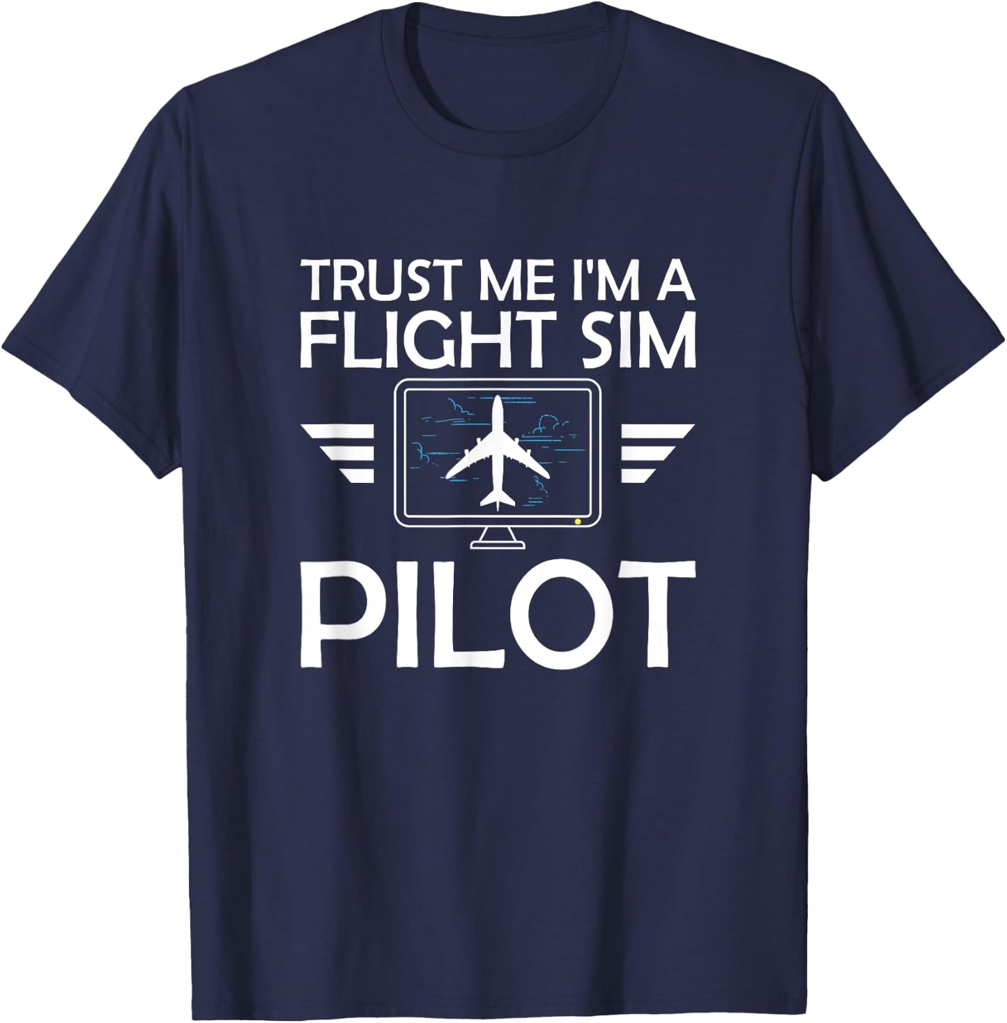 Flight Simulator Pilot Four Engine Jet Aircraft Aviation T-Shirt - T-Shirt | Navy