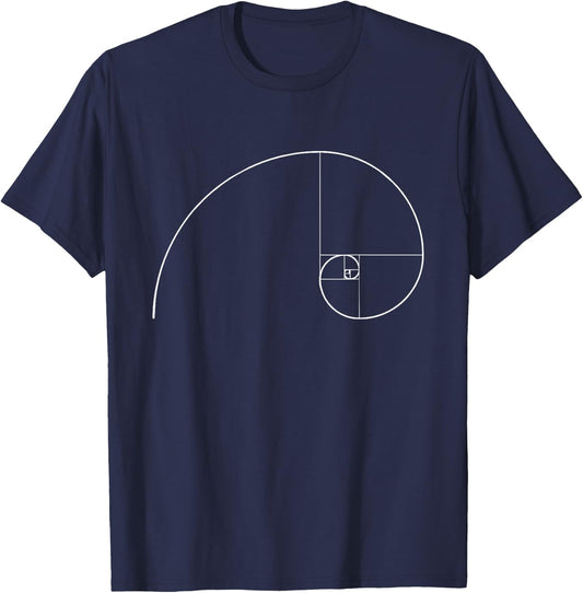 Fibonacci Spiral Golden Ratio Geometry Architecture Phi T-Shirt - T-Shirt | Navy