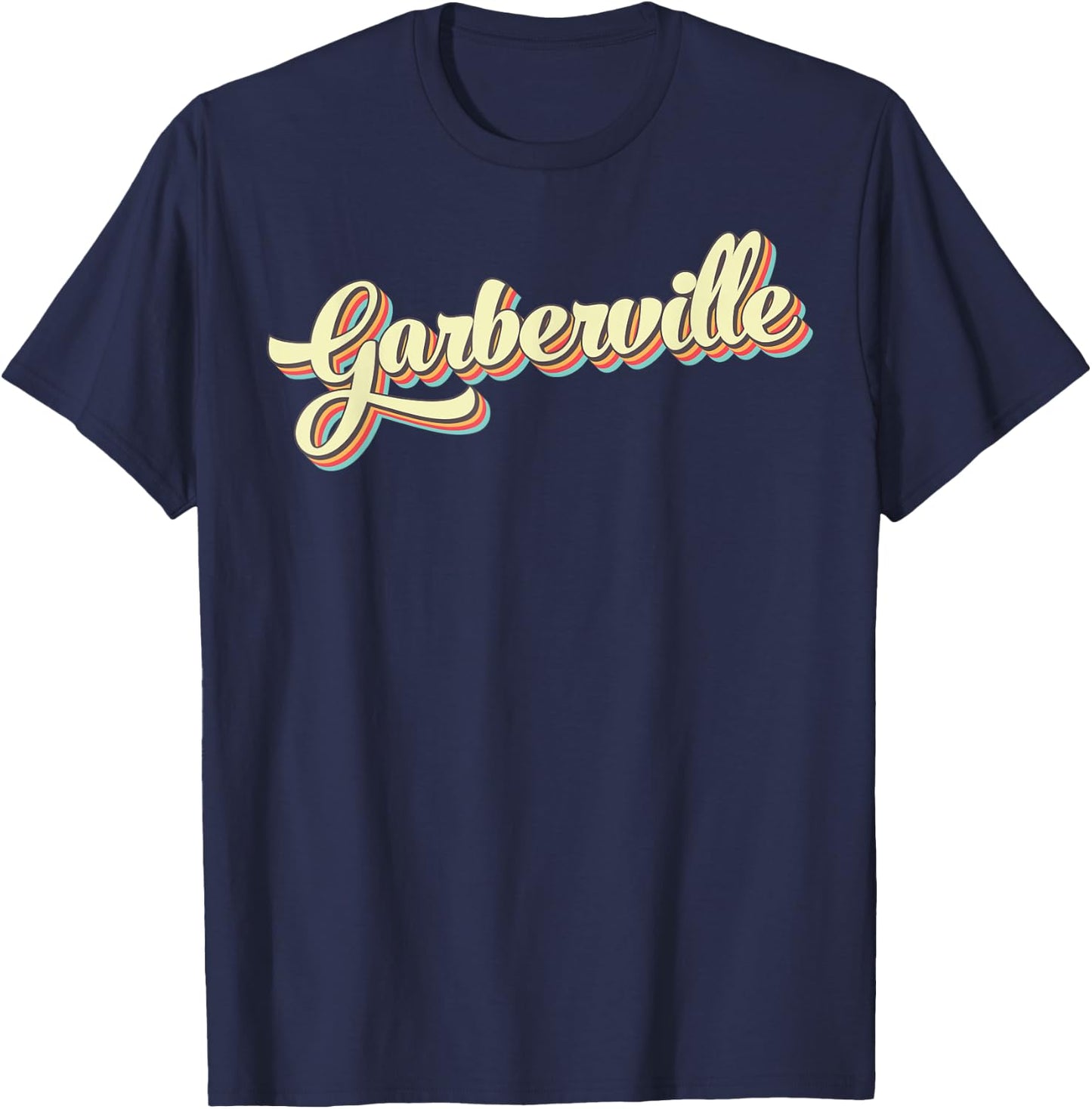 Garberville Retro Art Baseball Font Vintage T-Shirt - T-Shirt | Navy
