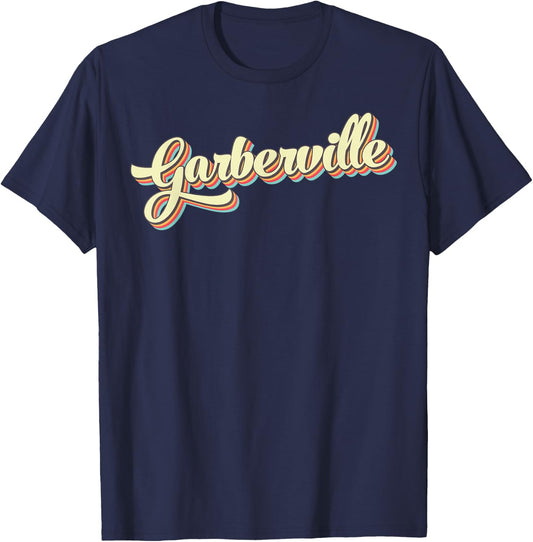 Garberville Retro Art Baseball Font Vintage T-Shirt - T-Shirt | Navy