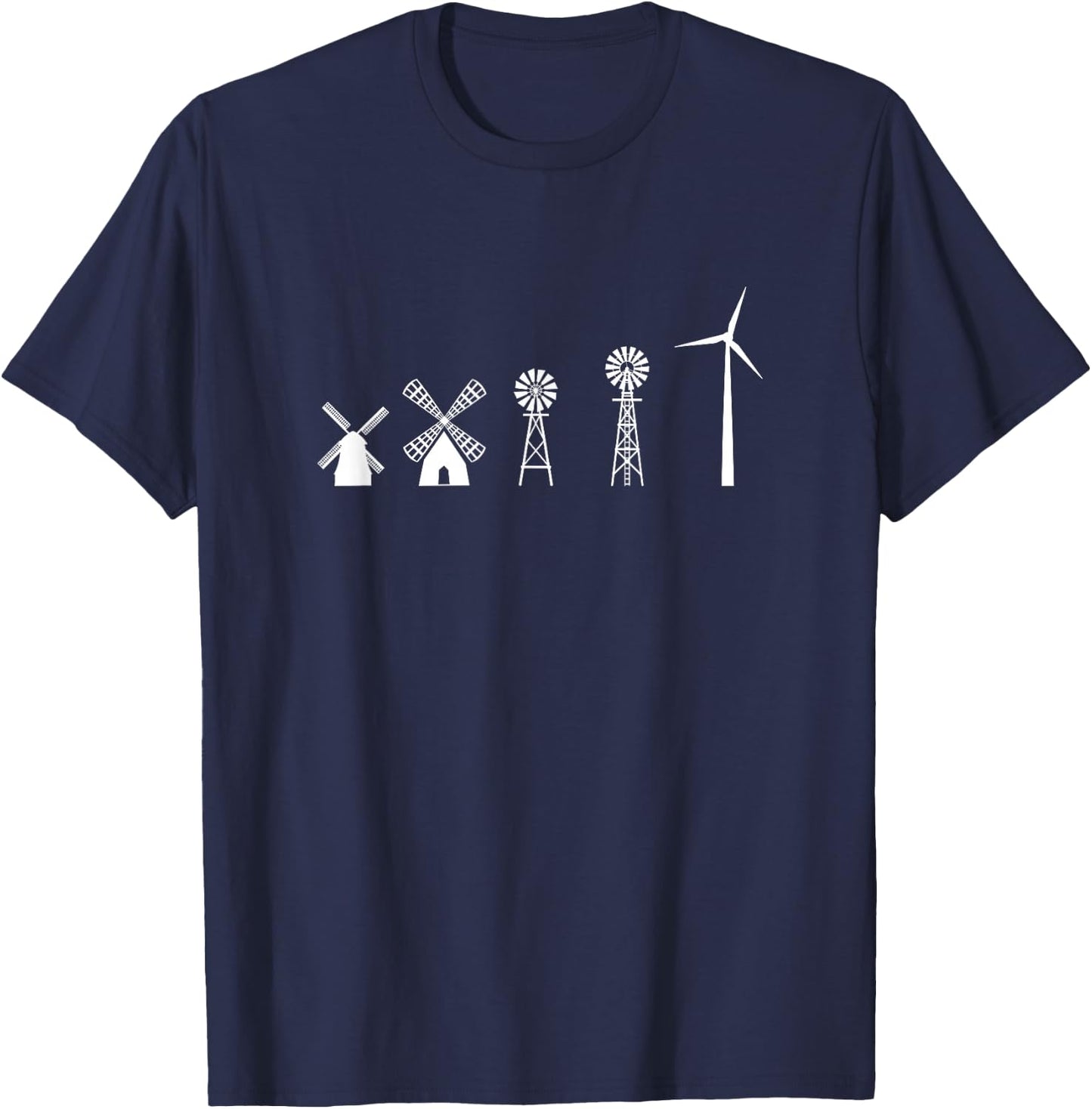 Wind Renewable Energy apparel wind energy evolution, windmill , Black T-Shirt - T-Shirt | Navy