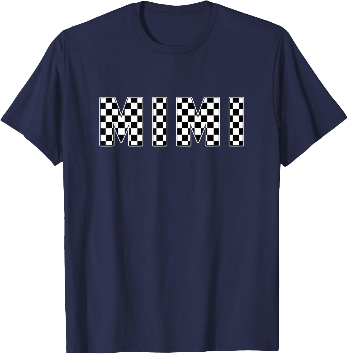 Mimi Racing Race Car Mimi Checkered Flag Pit Crew Bday T-Shirt - T-Shirt | Navy