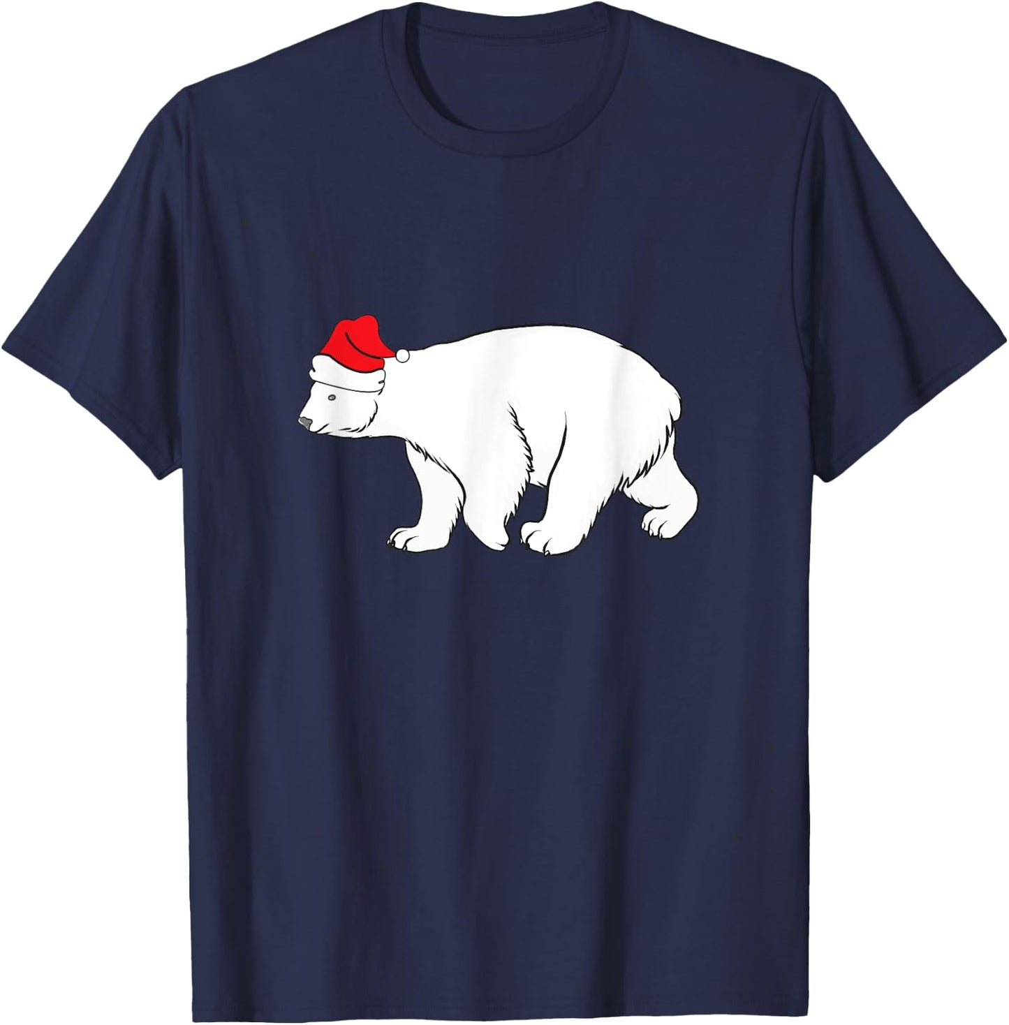 Polar Bear With Santa Hat Xmas Winter Christmas Pajama T-Shirt - T-Shirt | Navy