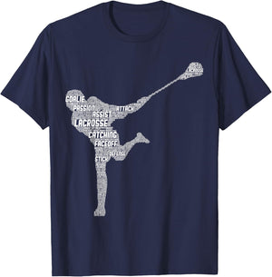 Lacrosse Player Youth Kids Boys Men T-Shirt - T-Shirt | Navy