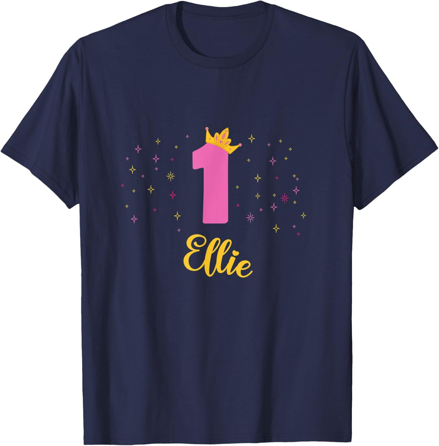 ELLIE First Birthday Novelty Girls Custom Name T-Shirt - T-Shirt | Navy