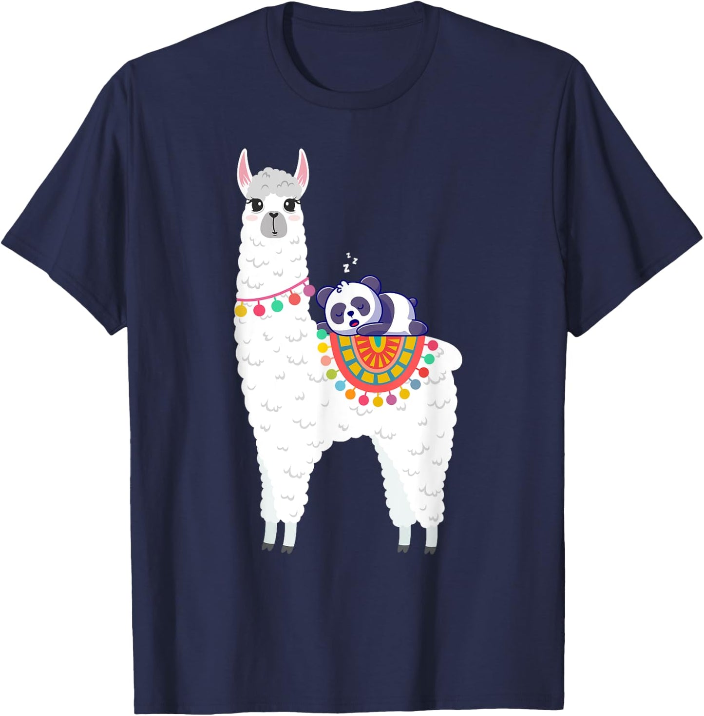 Llama & Panda Sleeping Shirt, Pajama Nightwear Nightgown T-Shirt - T-Shirt | Navy