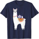 Llama & Panda Sleeping Shirt, Pajama Nightwear Nightgown T-Shirt - T-Shirt | Navy