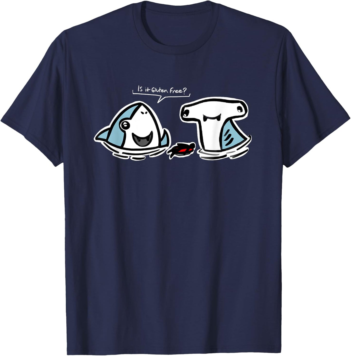 Funny Is This Gluten Free Shark Gift T-Shirt - T-Shirt | Navy