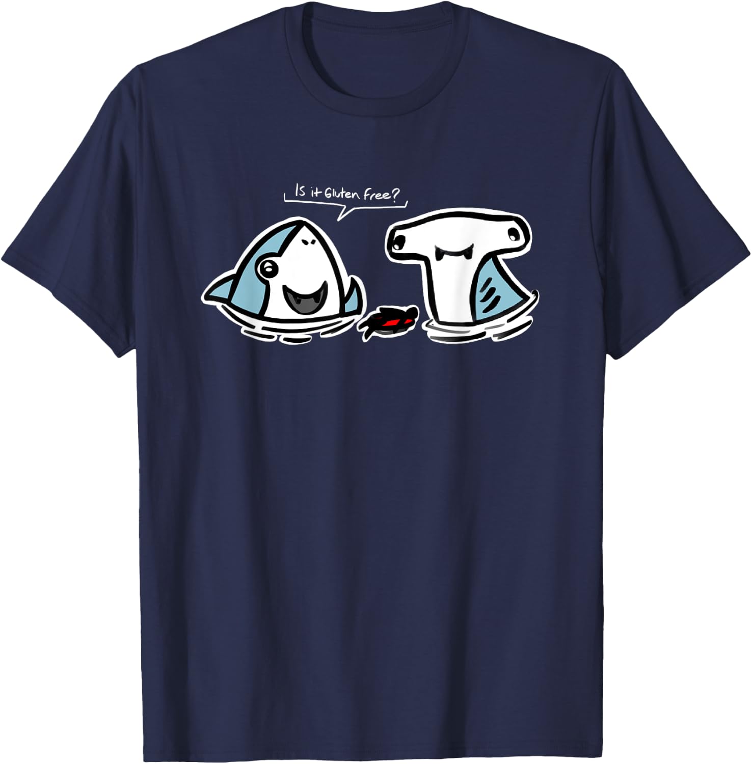 Funny Is This Gluten Free Shark Gift T-Shirt - T-Shirt | Navy