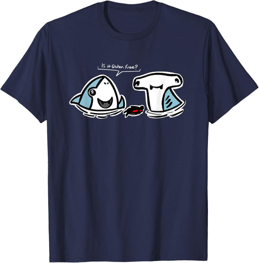 Funny Is This Gluten Free Shark Gift T-Shirt - T-Shirt | Navy