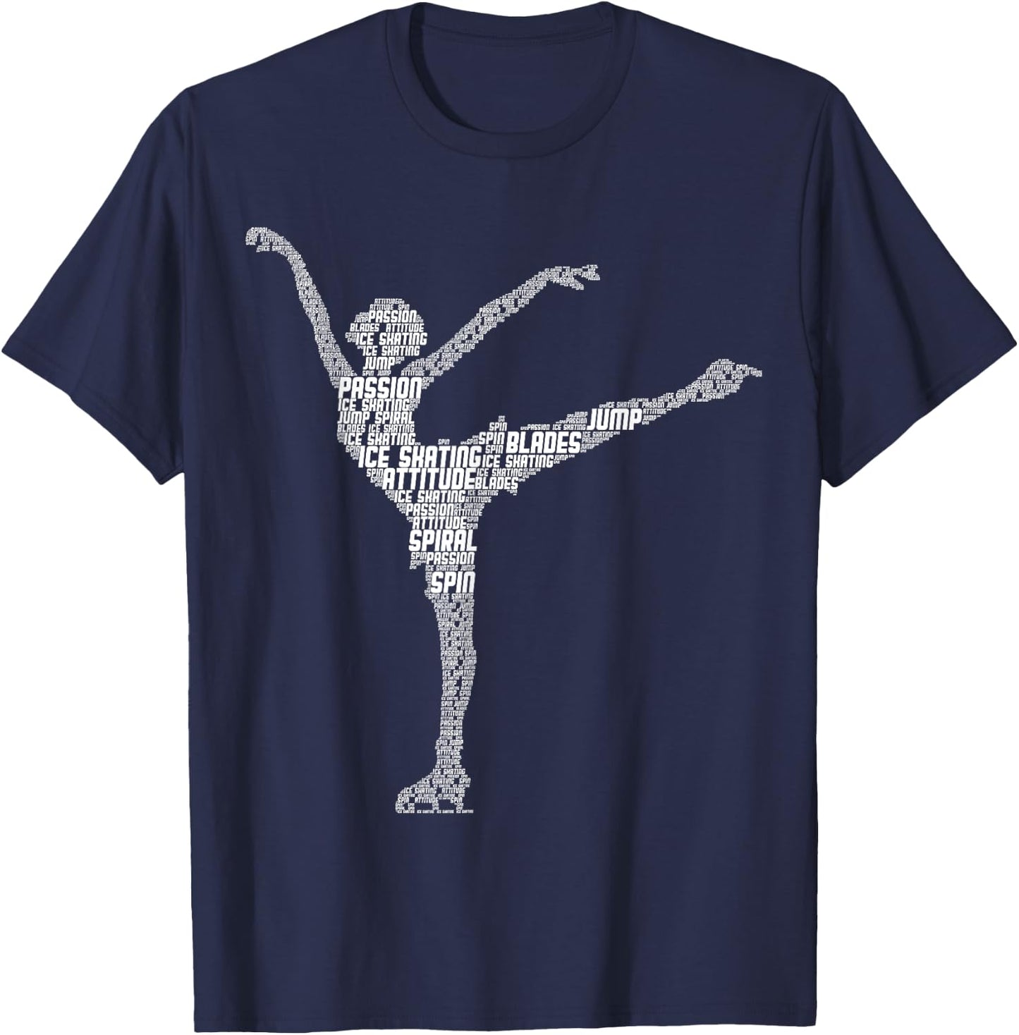 Figure Skating Ice Skates Girls Ladies T-Shirt - T-Shirt | Navy