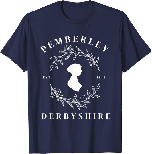 Pemberley Derbyshire 1813 Pride and Prejudice Jane Austen T-Shirt - T-Shirt | Navy