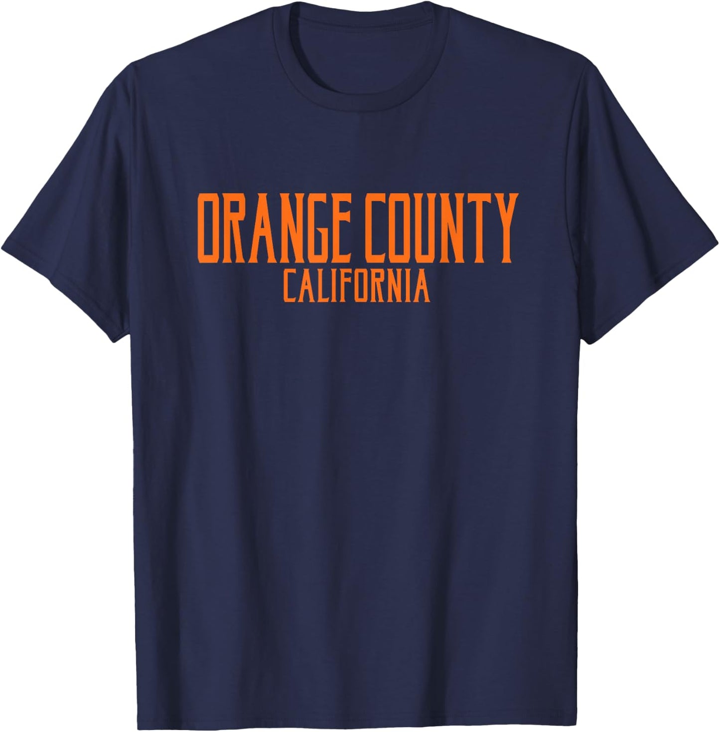 Orange County California Text Orange Print T-Shirt - T-Shirt | Navy