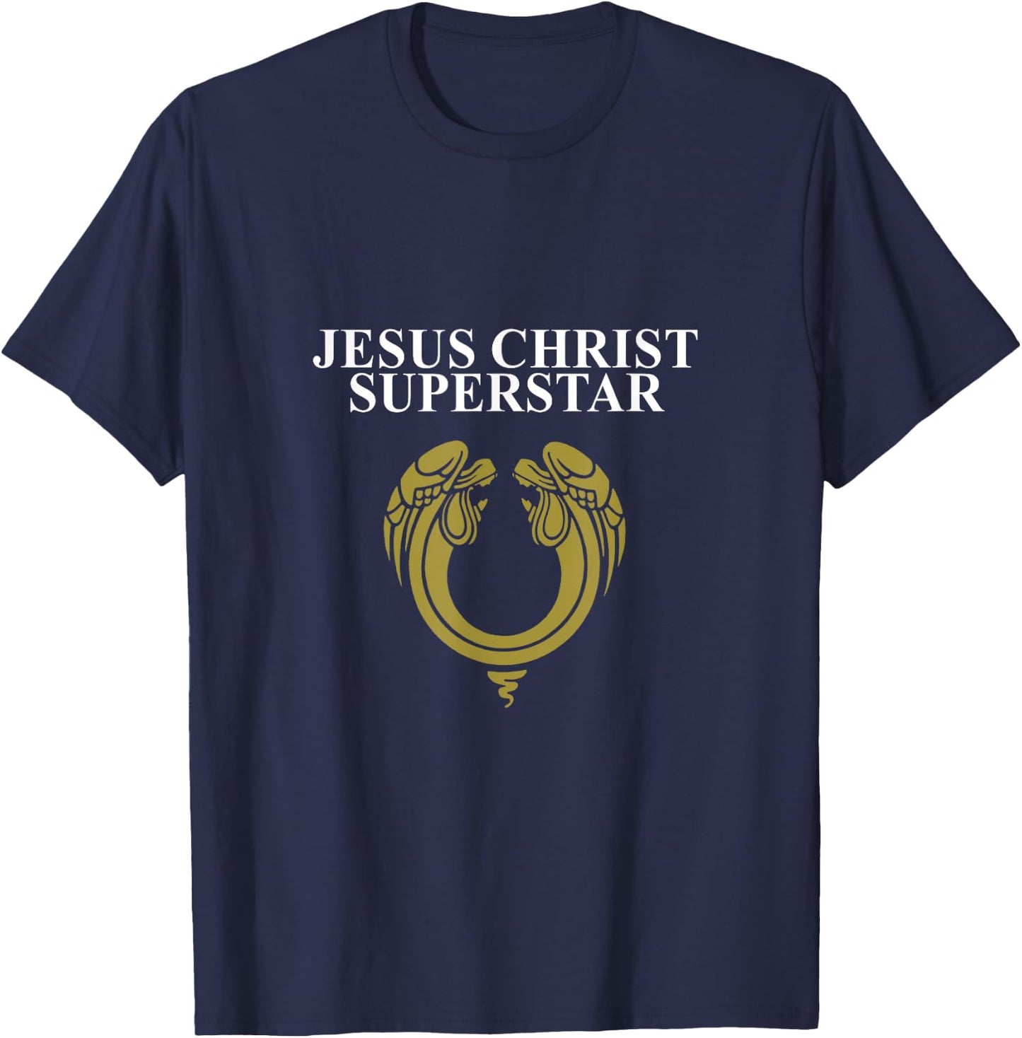 Andrew Lloyd Webber Official 'Jesus Christ Superstar' 1970 Classic Logo Brown Adult X-Small Classic Fit Short Sleeve Cotton T-Shirt - T-Shirt | Navy