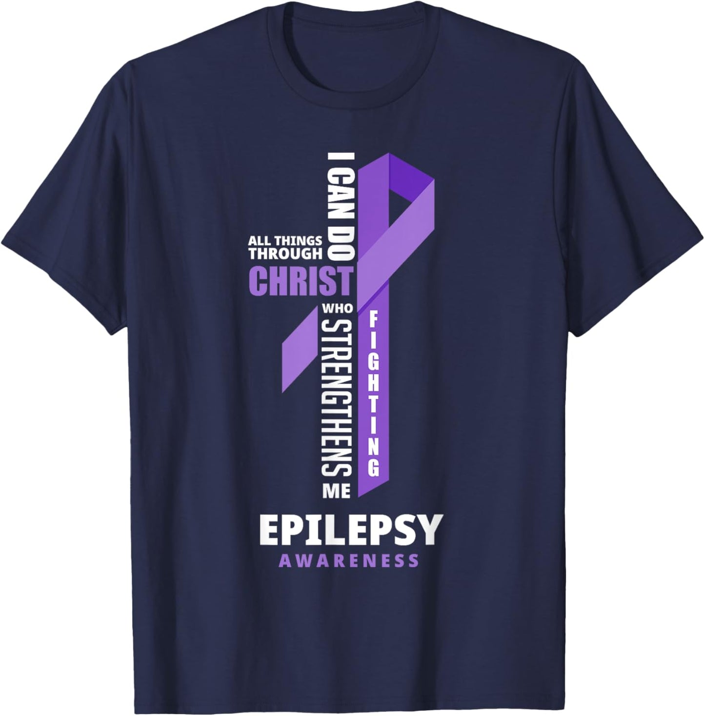 Epilepsy Warrior God Jesus Christ Epilepsy Awareness T-Shirt - T-Shirt | Navy