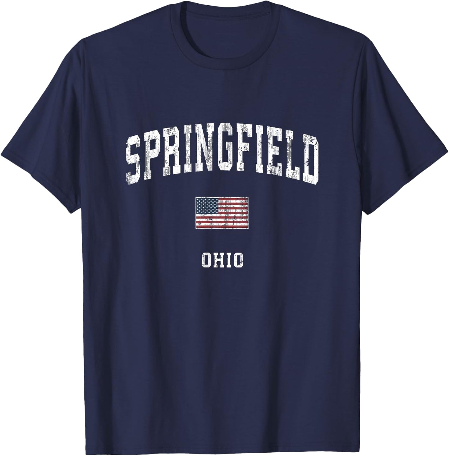 Springfield Ohio OH Vintage American Flag Sports Design T-Shirt - T-Shirt | Navy