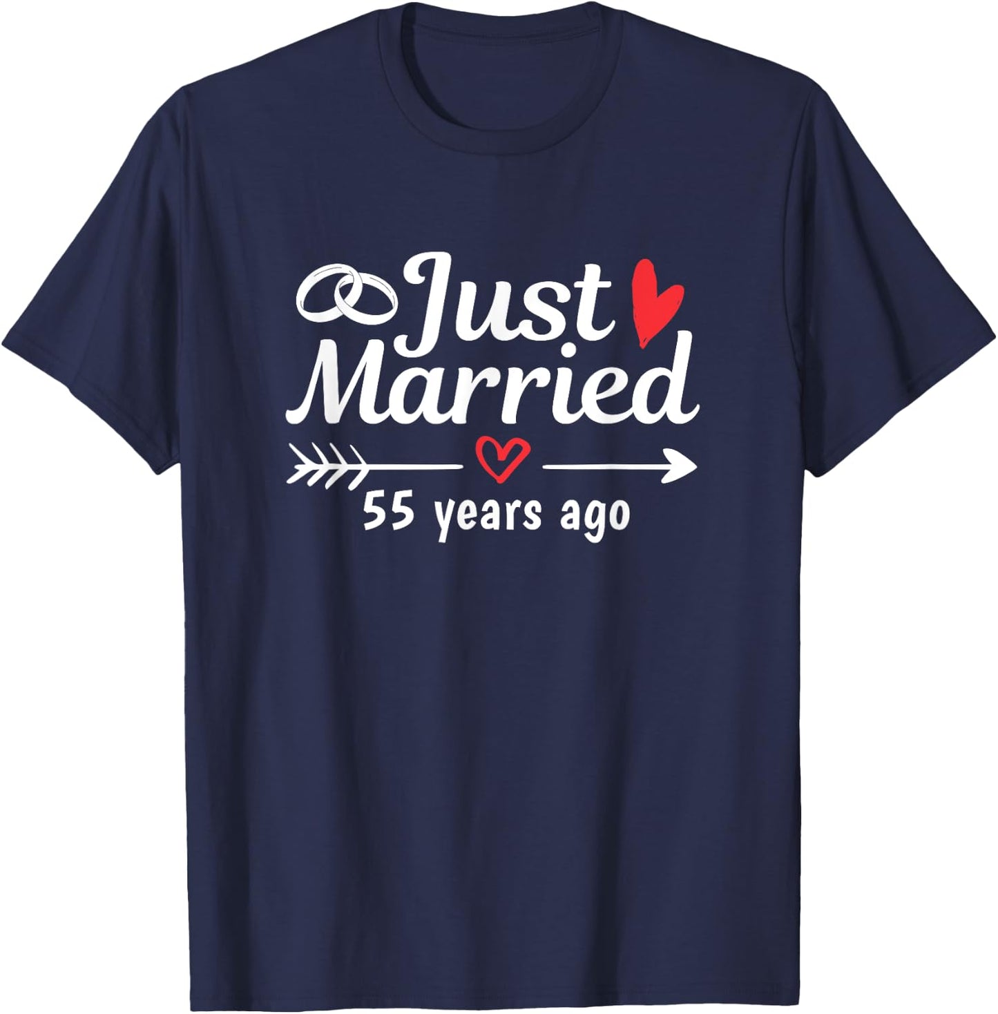 Just Married 55 Years Ago Funny Couple Wedding Anniversary T-Shirt - T-Shirt | Navy