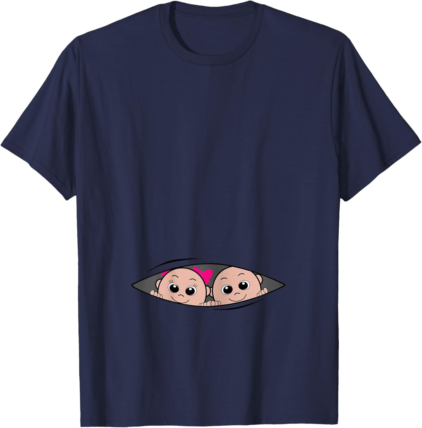 Boy and Girl Twin Pregnancy Announcement T-Shirt - T-Shirt | Navy