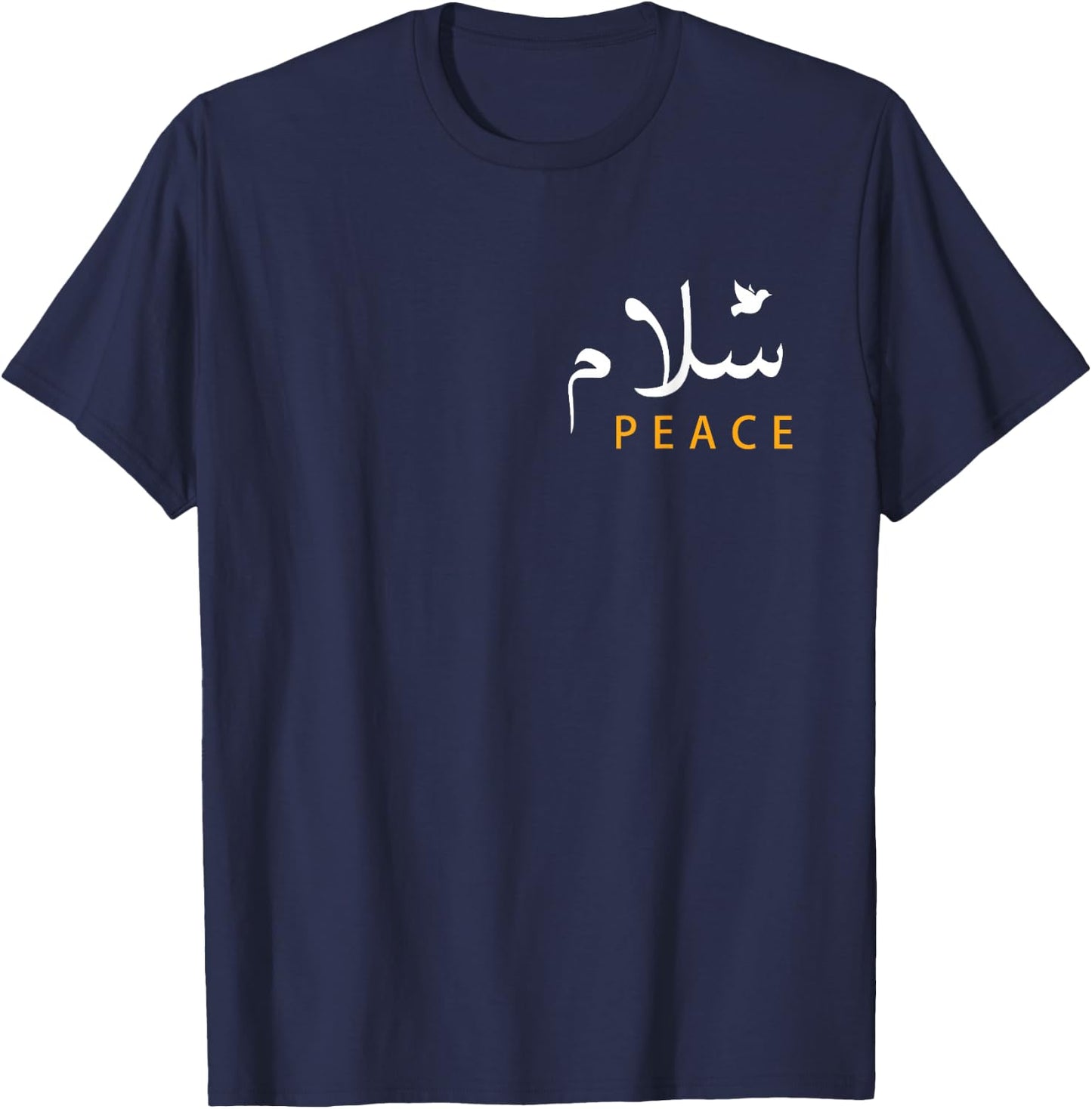 Peace In Arabic Calligraphy Salam White Dove Islam Habibi T-Shirt - T-Shirt | Navy