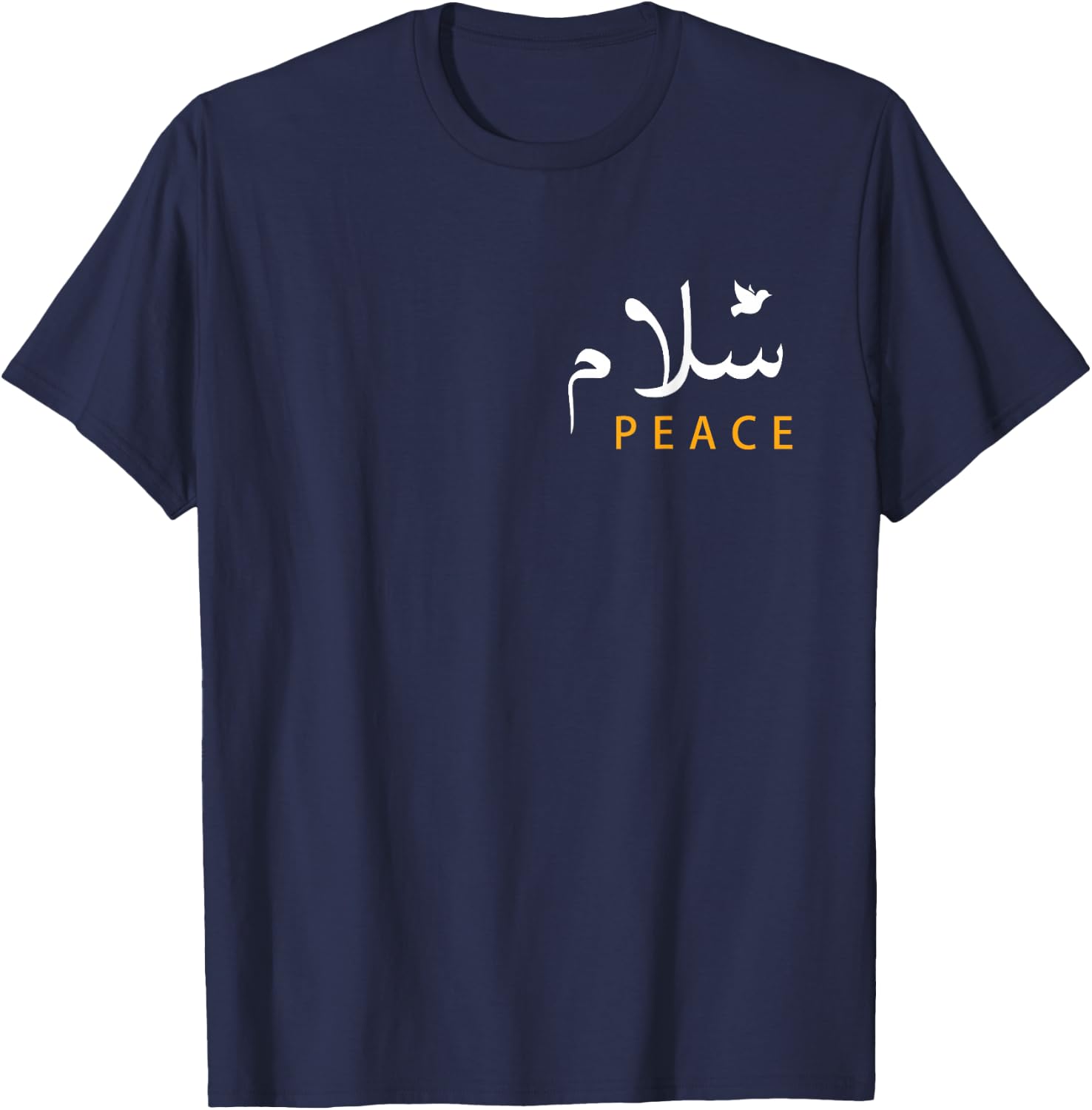 Peace In Arabic Calligraphy Salam White Dove Islam Habibi T-Shirt - T-Shirt | Navy