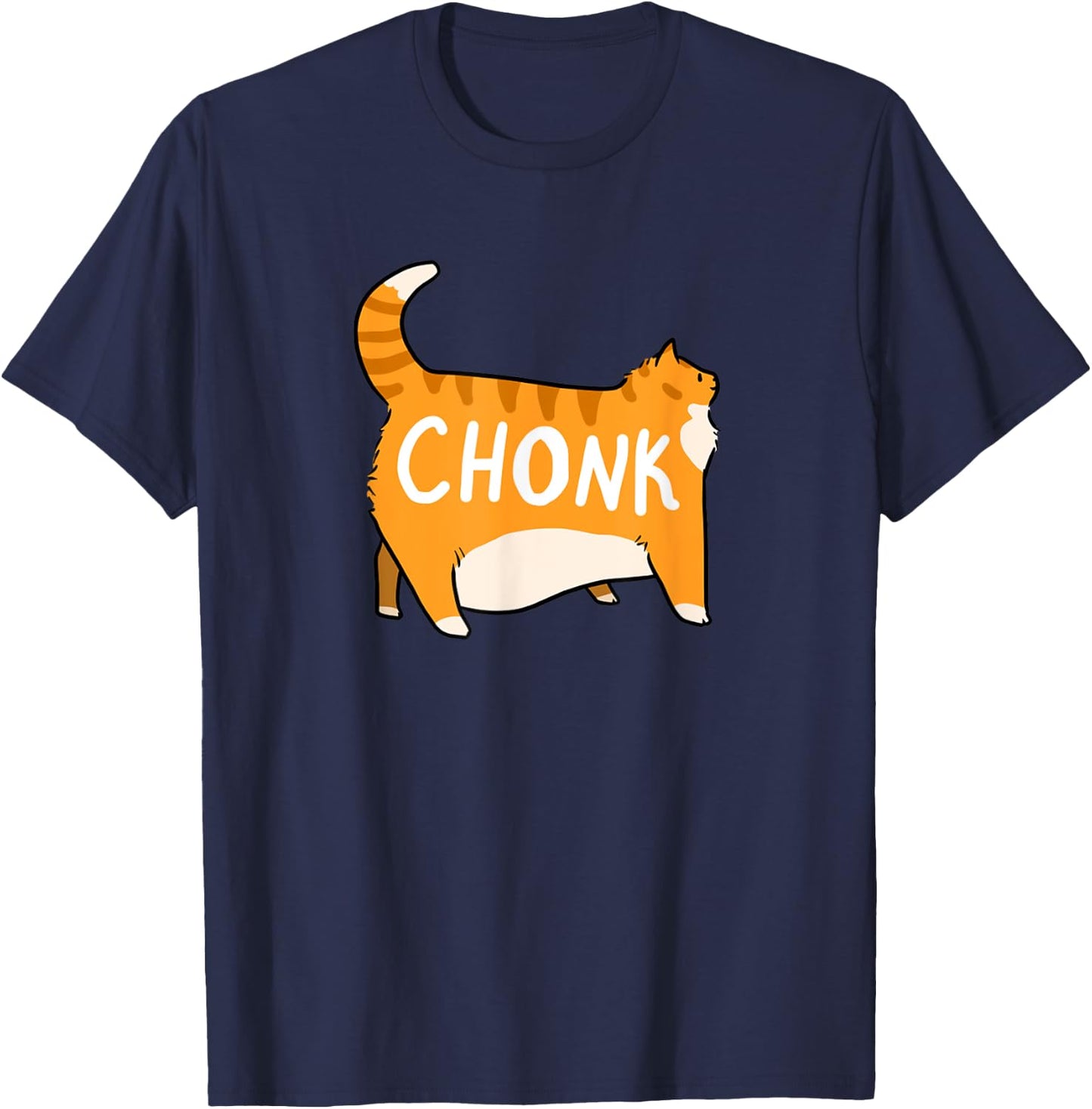 Funny Chonky Orange Tabby Cat Design T-Shirt - T-Shirt | Navy