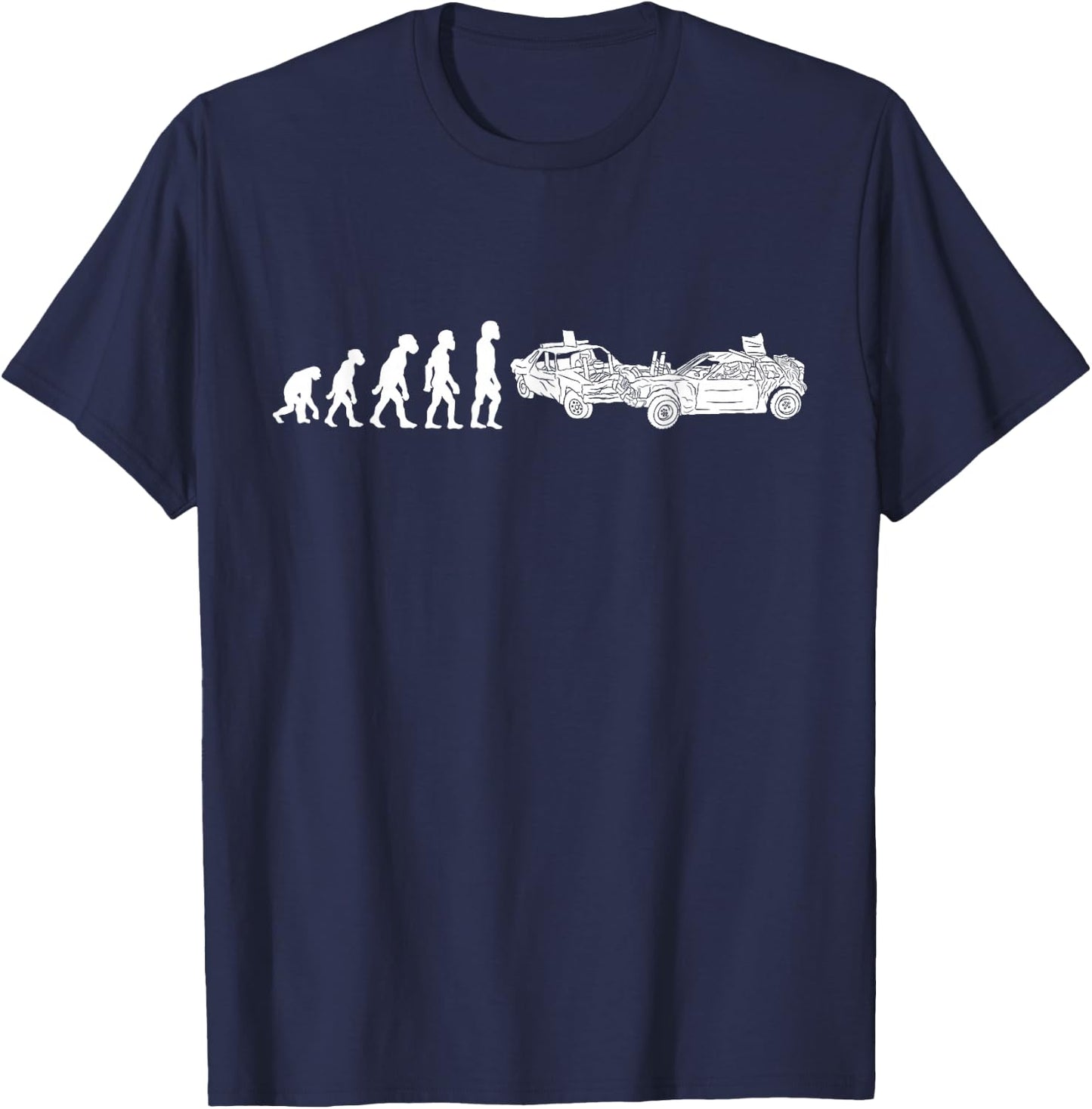 Funny Human Demolition Derby Evolution Car Racer Driver T-Shirt - T-Shirt | Navy