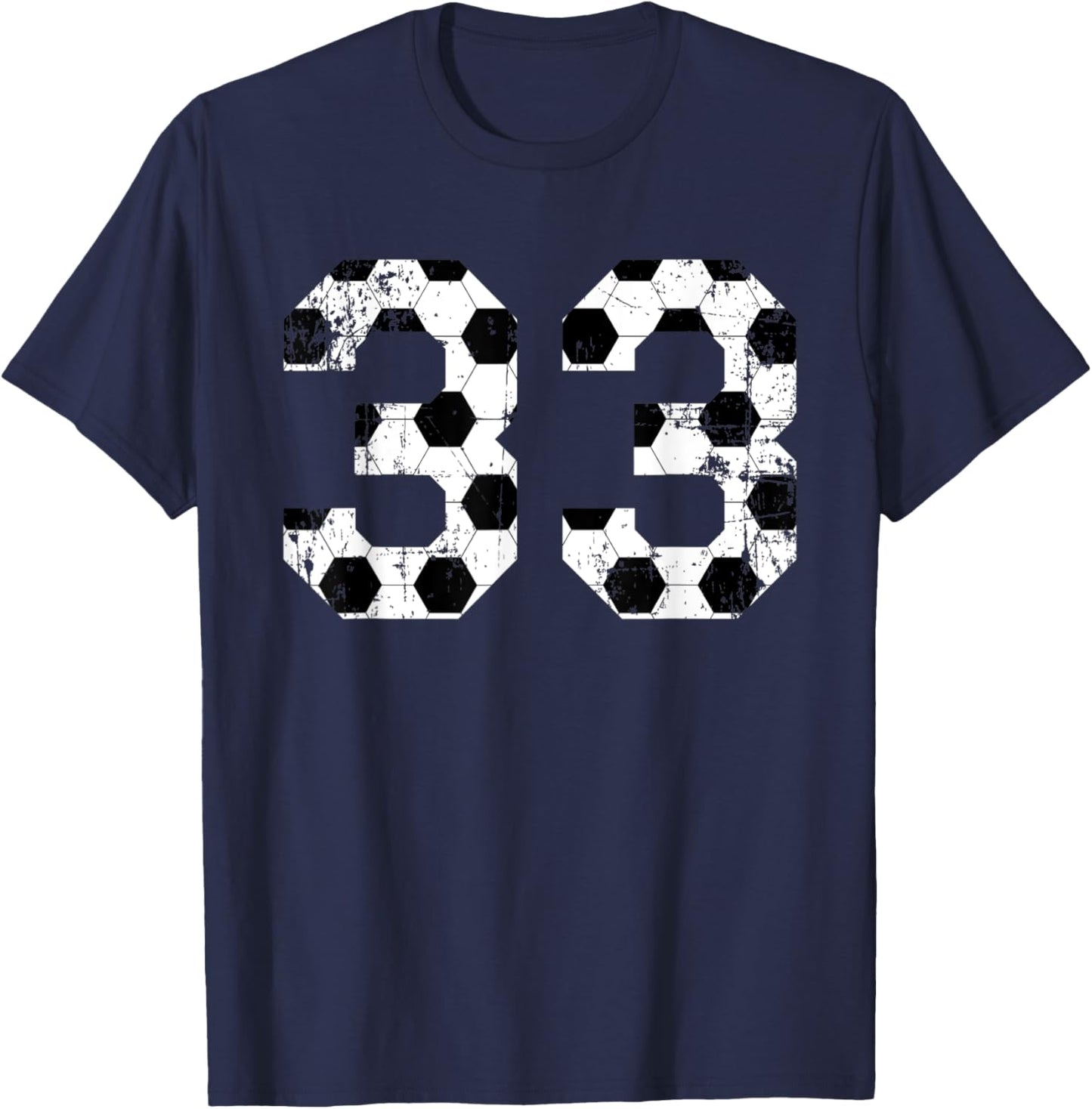 Vintage Soccer 33 Jersey Number T-Shirt - T-Shirt | Navy