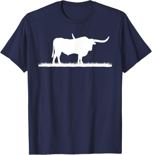 Texas Longhorn Rancher - Longhorn Cow For Cattle Farmer T-Shirt - T-Shirt | Navy