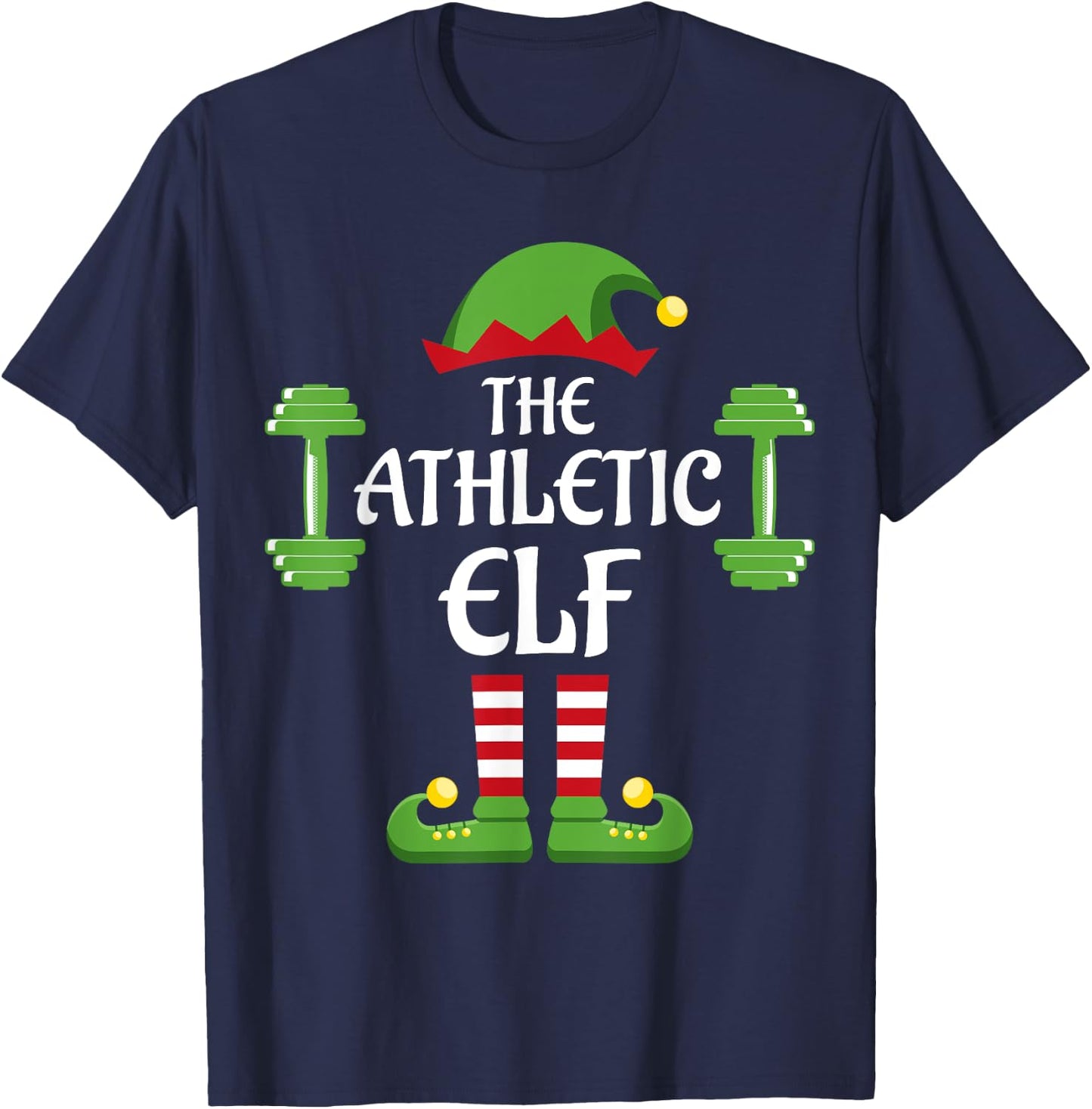 Athletic Elf Family Matching Group Christmas Sporty T-Shirt - T-Shirt | Navy