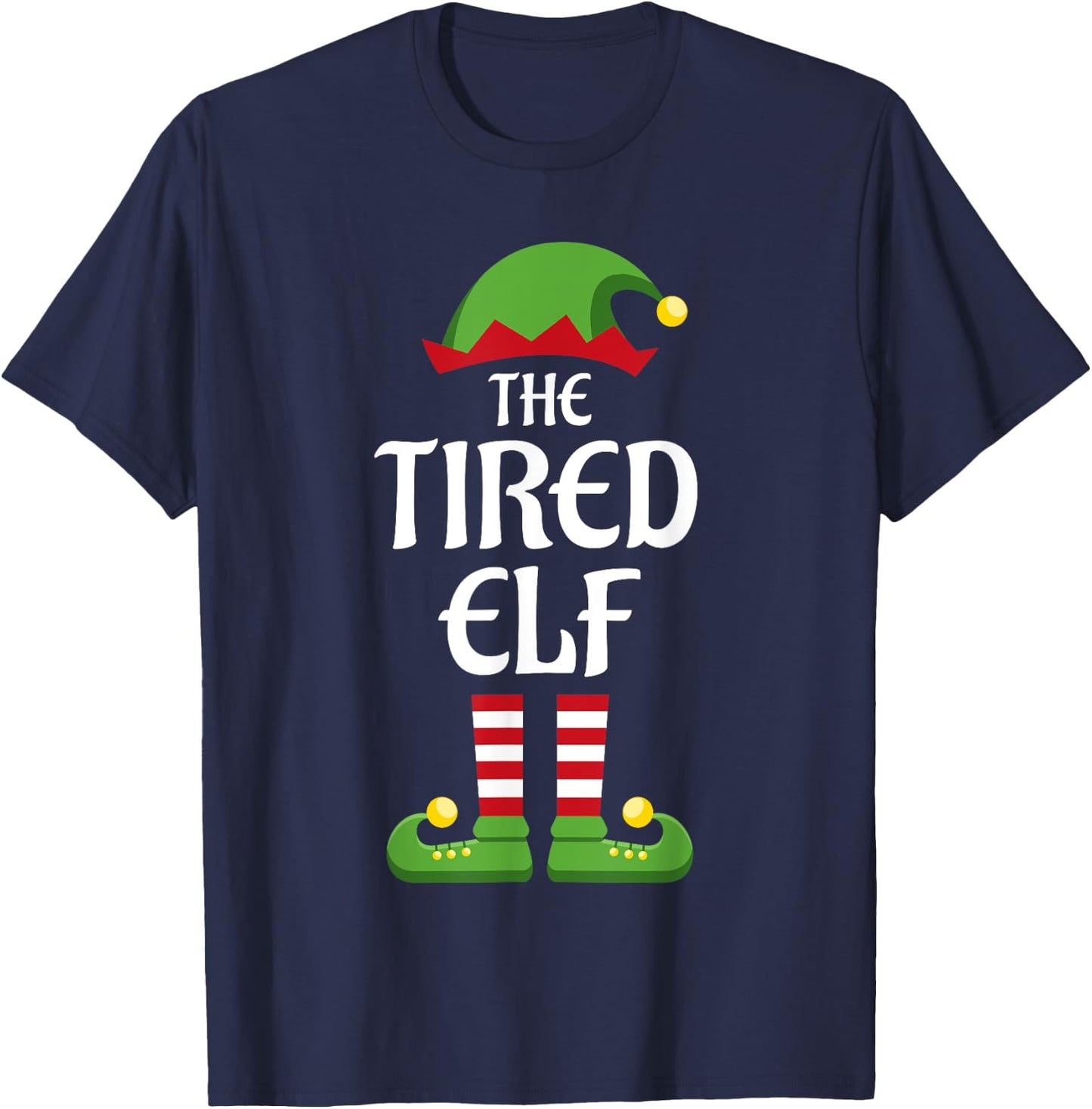 Tired Elf Family Matching Group Christmas T-Shirt - T-Shirt | Navy