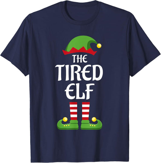Tired Elf Family Matching Group Christmas T-Shirt - T-Shirt | Navy