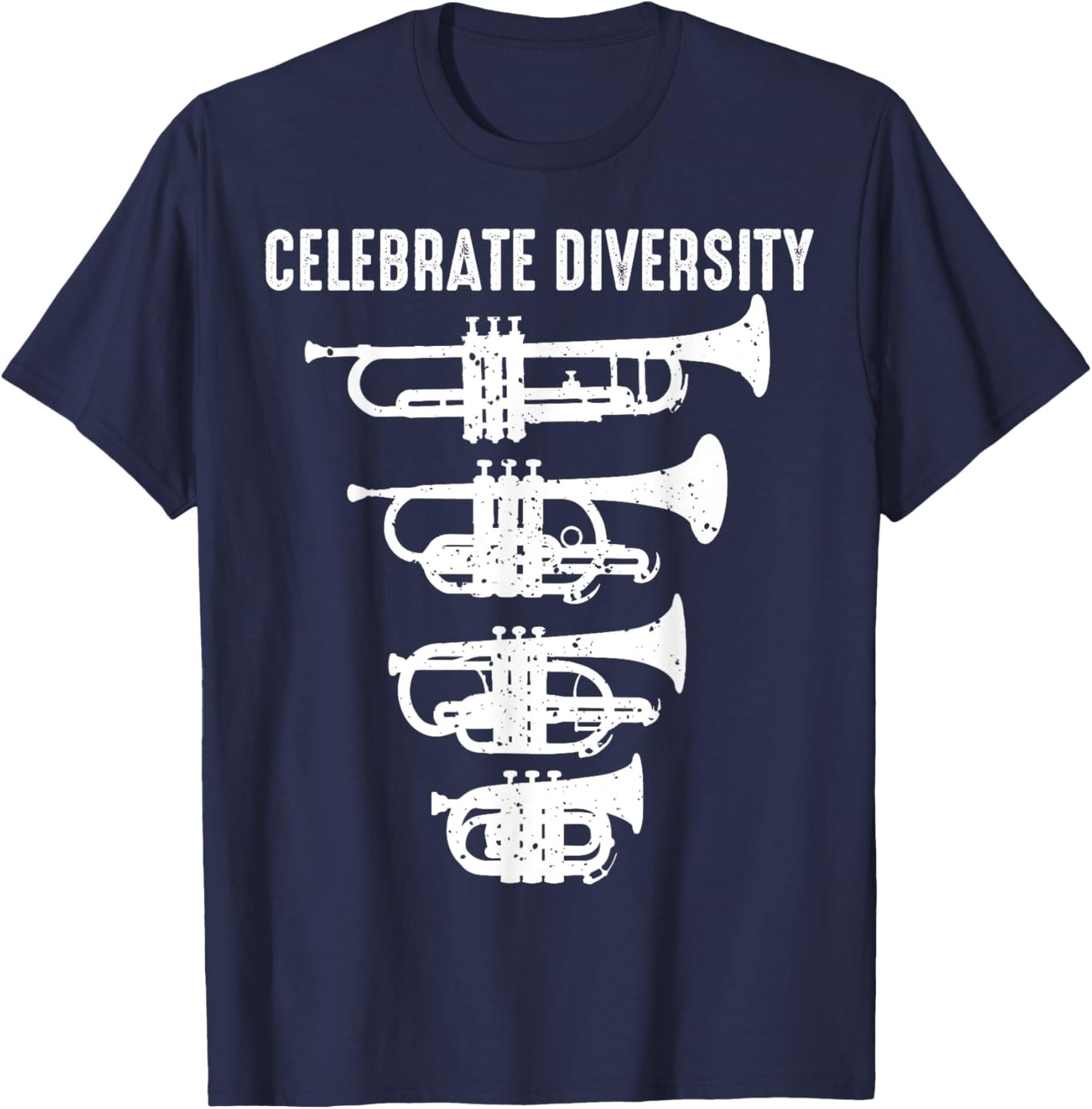 Cool Celebrate Diversity Trumpet Gift Cute Flugelhorn Cornet T-Shirt - T-Shirt | Navy