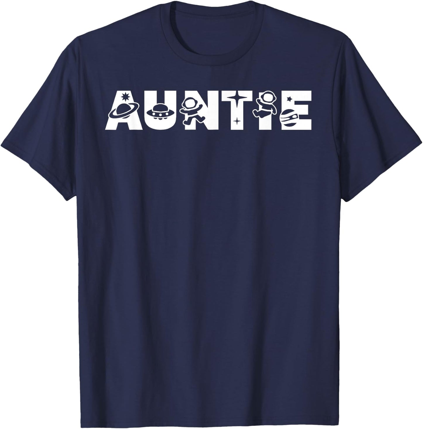 Funny Auntie Space Astronaut Birthday Party T-Shirt - T-Shirt | Navy