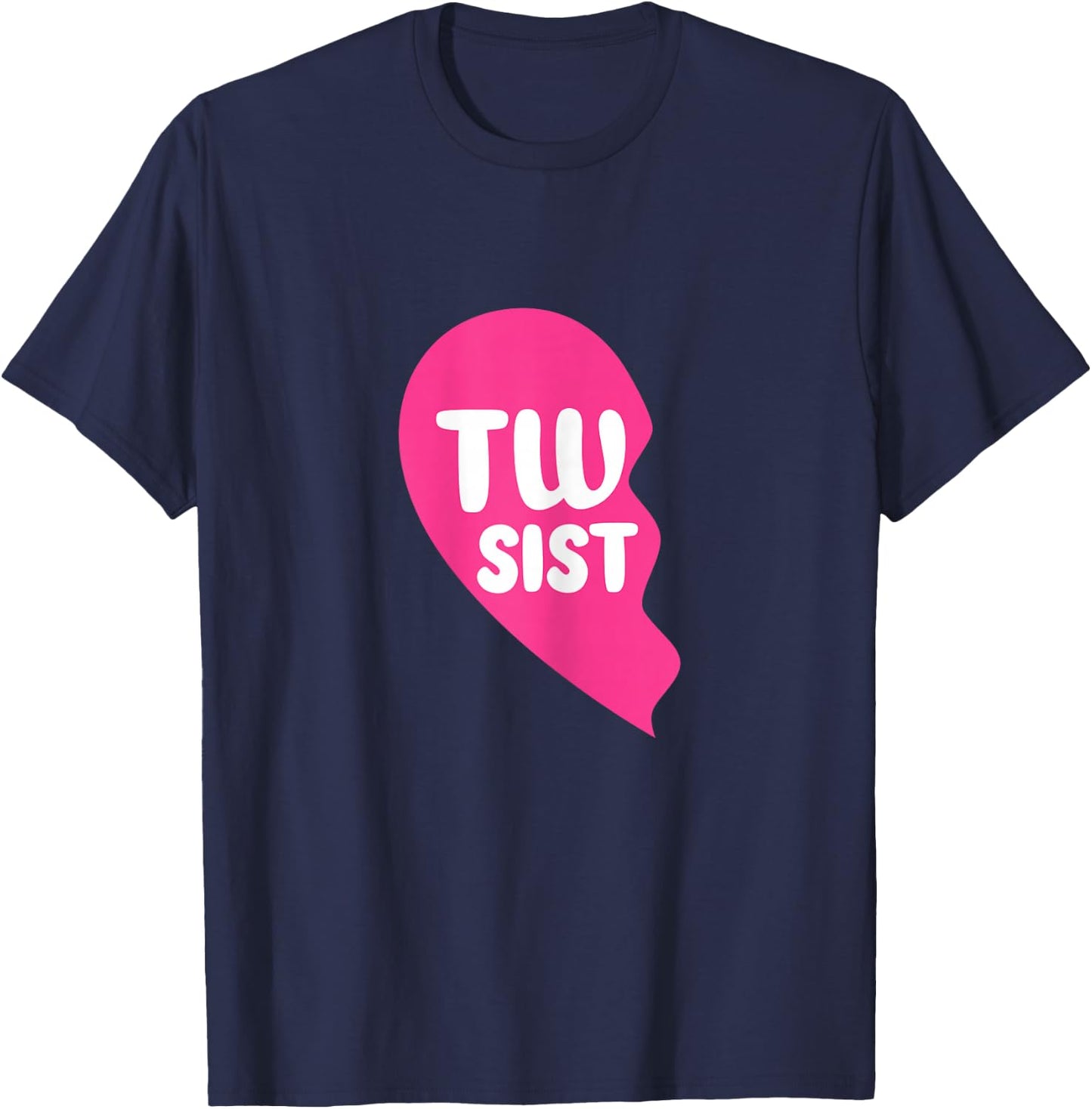 Twin Sisters Half Heart Twins Sibling Matching T-Shirt - T-Shirt | Navy