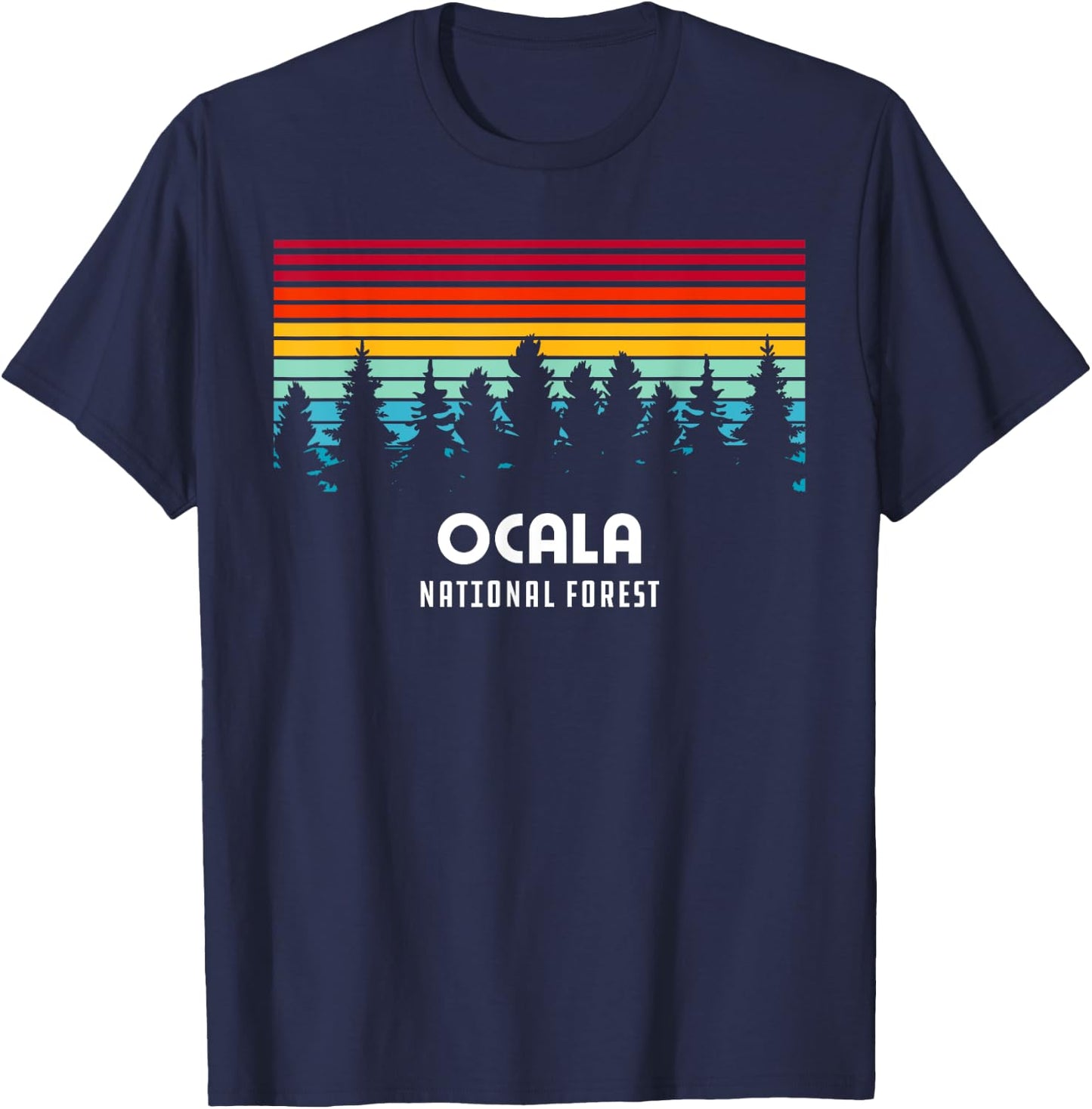 Retro Sunset Ocala National Forest Ocala Florida T-Shirt - T-Shirt | Navy