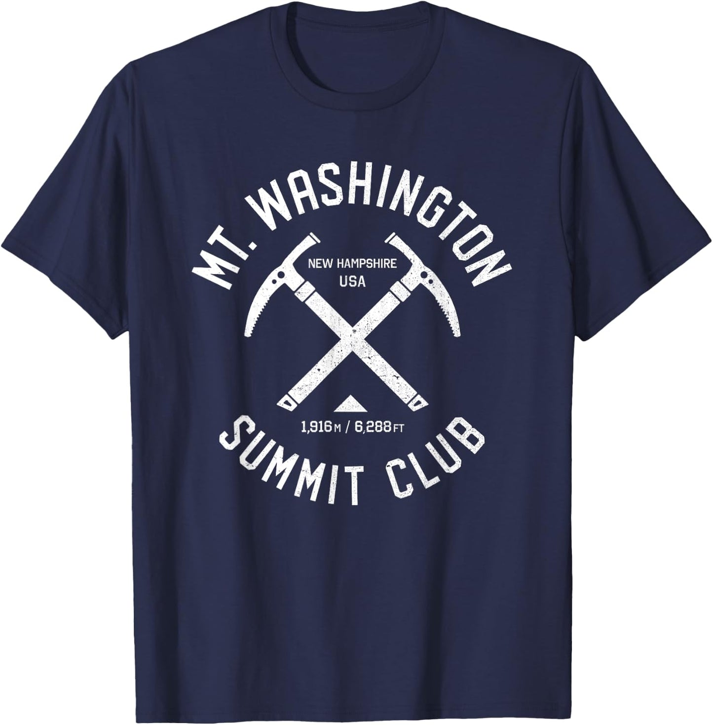 Mt Washington Summit Club | I climbed Mt Washington | Distre T-Shirt - T-Shirt | Navy