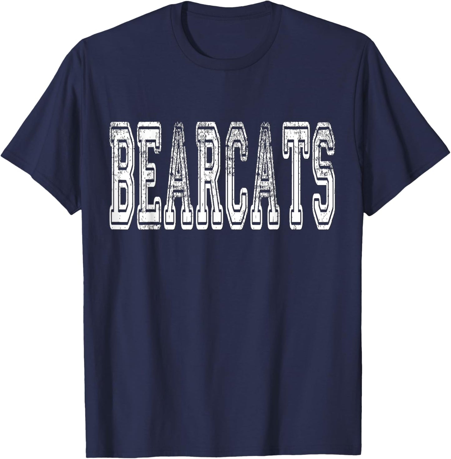 Bearcats Mascot Distressed Vintage School Sports Name Fans T-Shirt - T-Shirt | Navy