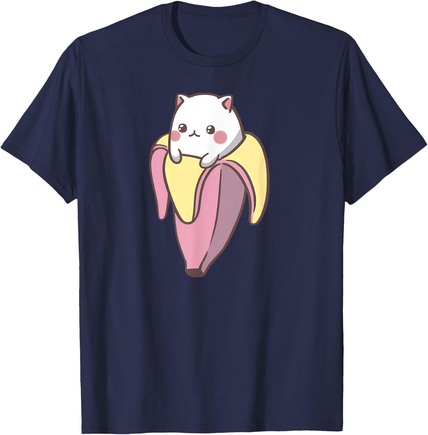 Banana Cat Funny Kawaii Bananya Gift Bday Men Women Girls Kids T-Shirt - T-Shirt | Navy