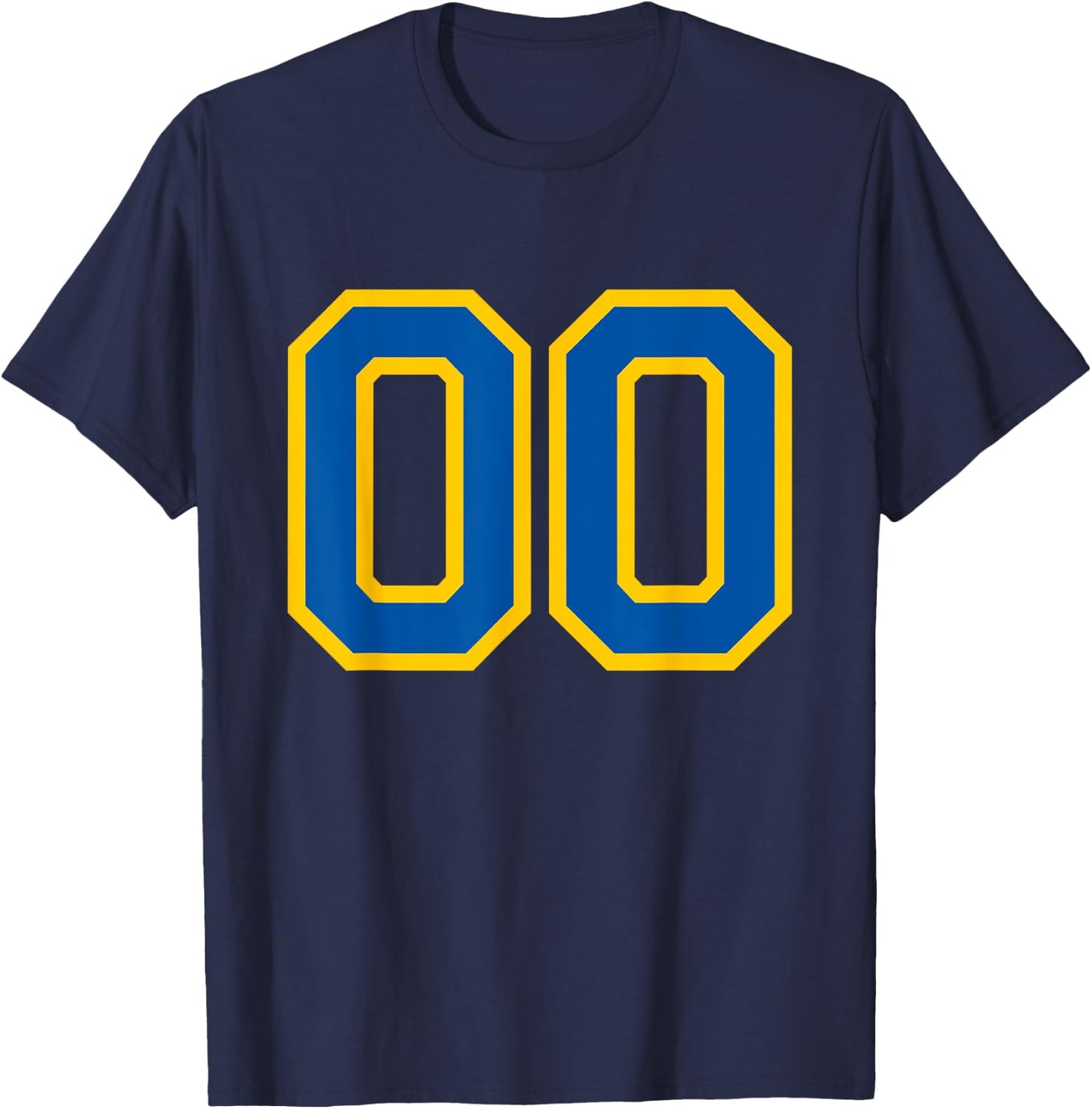Number #00 Blue Yellow Favorite Number T-Shirt - T-Shirt | Navy