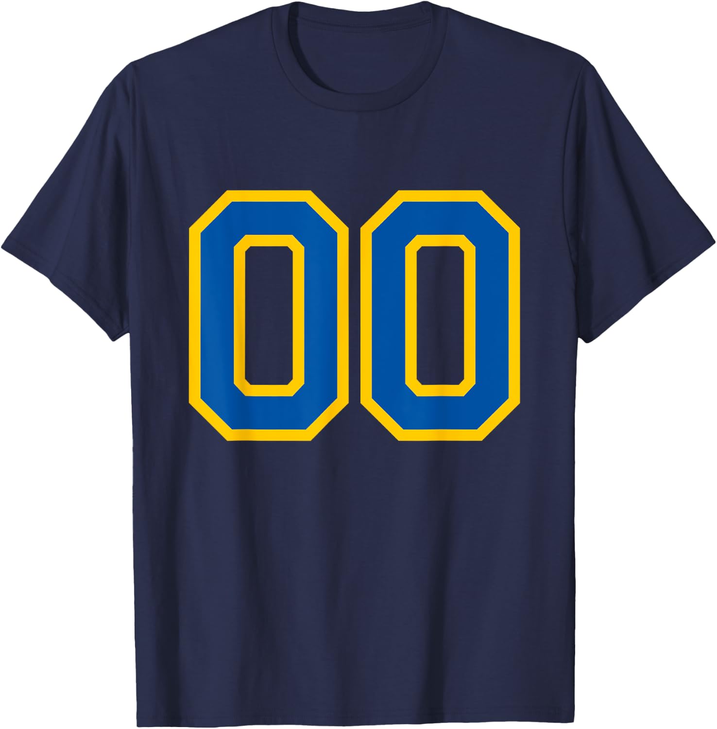 Number #00 Blue Yellow Favorite Number T-Shirt - T-Shirt | Navy