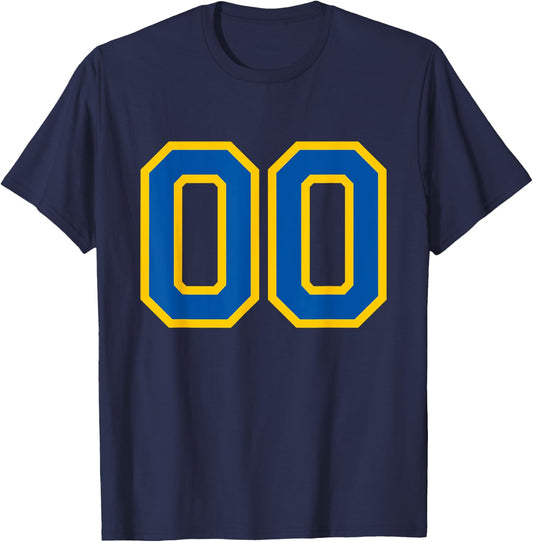 Number #00 Blue Yellow Favorite Number T-Shirt - T-Shirt | Navy
