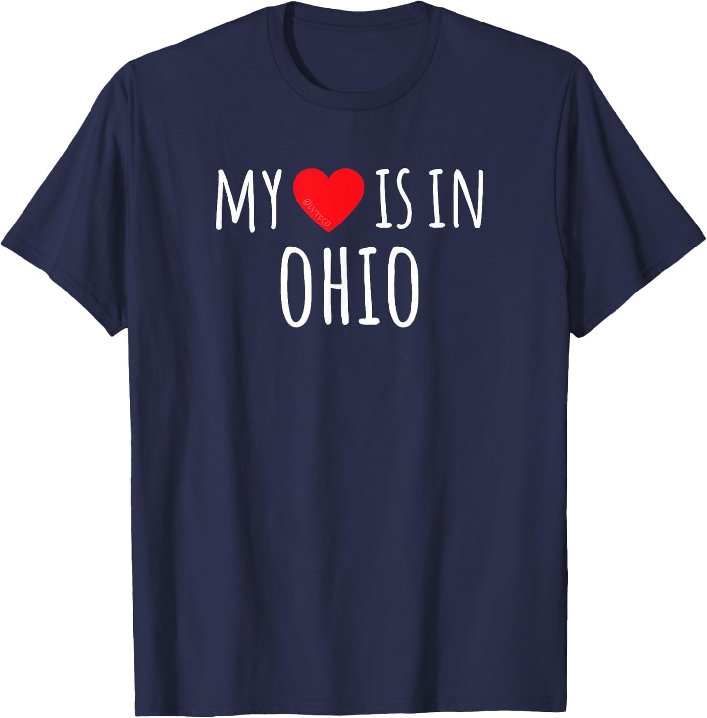 MY HEART IS IN OHIO Cute American State T-Shirt - T-Shirt | Navy