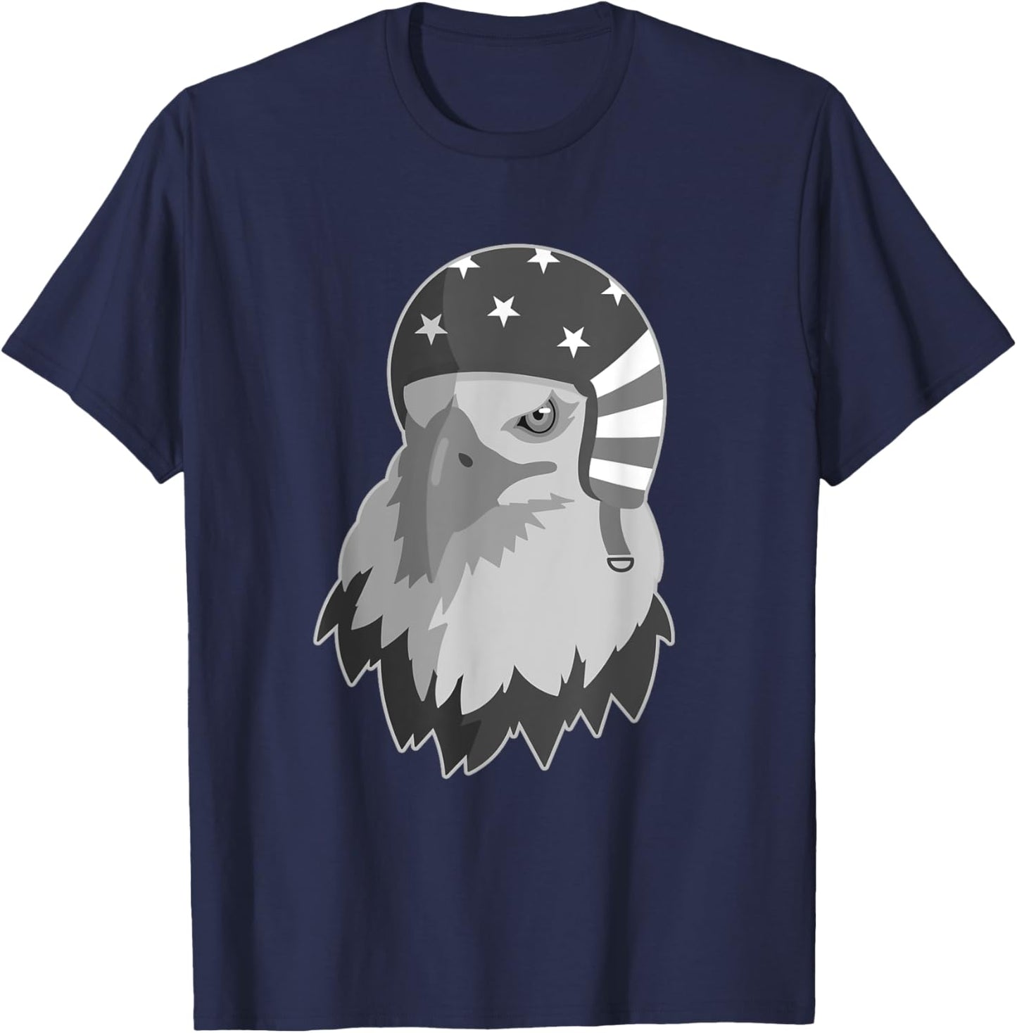 Funny Eagle Mullet Helmet USA 4th Of July American Flag Gift T-Shirt - T-Shirt | Navy