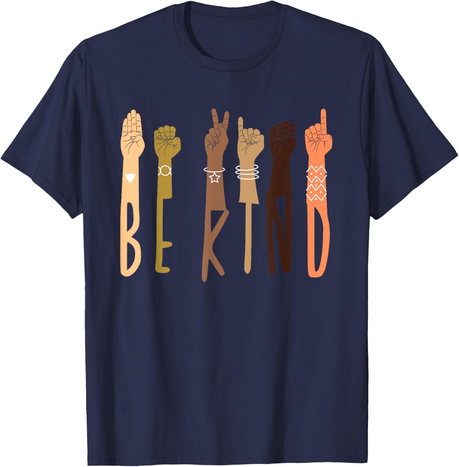 Be Kind Sign Language ASL Teachers Interpreter Funny Gifts Men Women Kids T-Shirt - T-Shirt | Navy